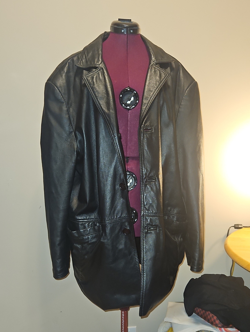 Men's Black Leather Coat
